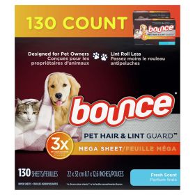 Bounce Pet Hair and Lint Guard Mega Dryer Sheets with 3X Pet Hair Fighters