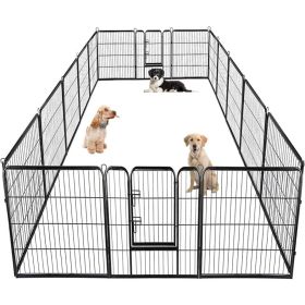 Dog Playpen Fence 40 Inch H 16 Panels Metal Outdoor Exercise Pen With Doors