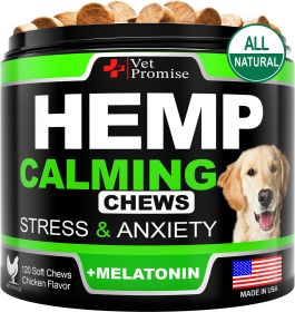 Hemp & Melatonin Calming Chews for Dogs with Anxiety & Stress 120 Treats