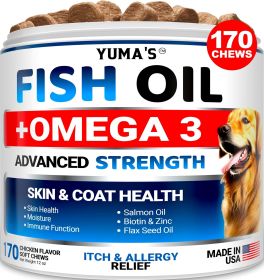 Omega 3 Fish Oil for Dogs 170 Chews Skin and Coat Supplement