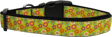 Lime Spring Flowers Dog Collar (Option: Large)