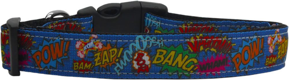 Superhero Sound Effects Nylon Dog Collar (Option: Medium Narrow)