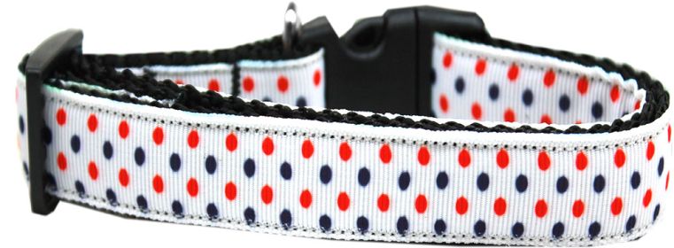 Patriotic Polka Dots Nylon Ribbon Dog Collar (Option: XL)