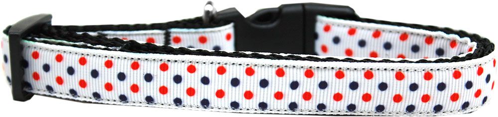 Patriotic Polka Dots Nylon Ribbon Dog Collar (Option: Medium Narrow)