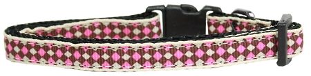 Pink Checkers Nylon Dog Collar (Option: Sm)