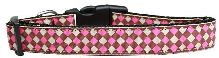 Pink Checkers Nylon Dog Collar (Option: Large)