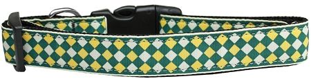 Green Checkers Nylon Dog Collar (Option: Large)