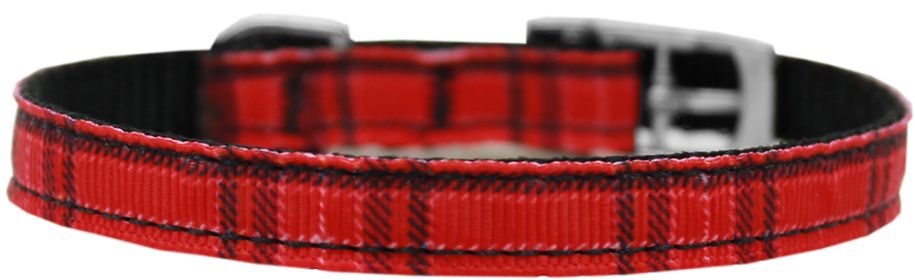 Plaid Nylon Dog Collar (Option: with classic buckle 3/8" Red Size 10)