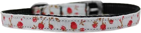 Roses Nylon Dog Collar (Option: with classic buckle 3/8" Red Size 10)