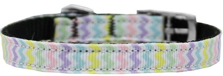 Spring Chevron Nylon Dog Collar (Option: with classic buckle 3/8" Size 10)