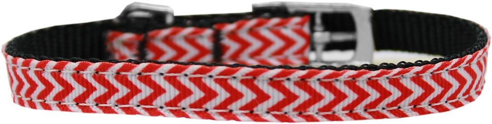 Chevrons Nylon Dog Collar (Option: with classic buckle 3/8" Red Size 14)