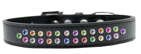 Two Row Confetti Crystal (Option: Size 12 Black Dog Collar)