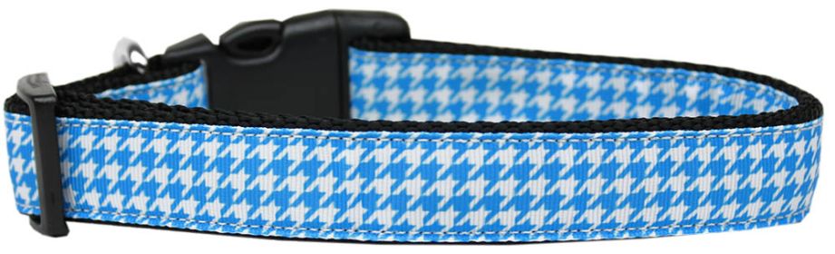 Blue Houndstooth Nylon Dog Collar (Option: XS)