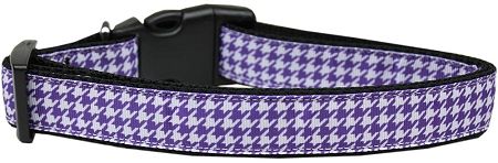 Purple Houndstooth Nylon Dog Collar (Option: XS)