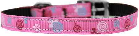 Lollipops Nylon Dog Collar (Option: with classic buckle 3/8" Pink Size 8)