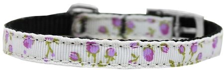 Roses Nylon Dog Collar (Option: with classic buckle 3/8" Purple Size 16)