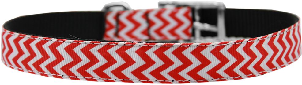 Chevrons Nylon Dog Collar (Option: with classic buckle 3/4" Red Size 18)