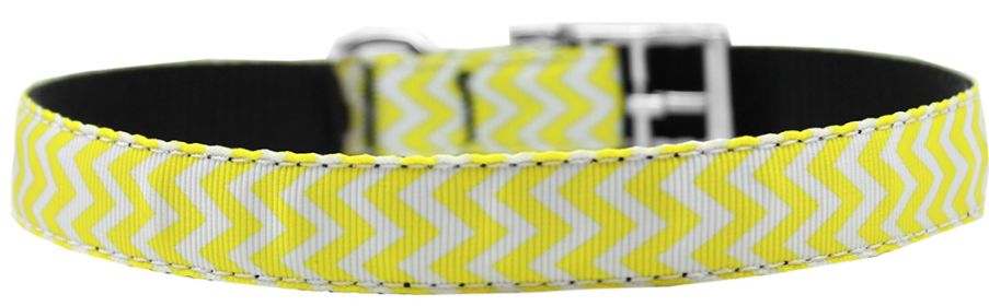 Chevrons Nylon Dog Collar (Option: with classic buckle 3/4" Yellow Size 20)