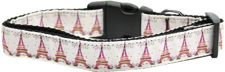 Eiffel Tower Nylon Dog Collar (Option: Medium Narrow)