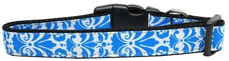 Damask Blue Nylon Dog Collar (Option: Medium Narrow)