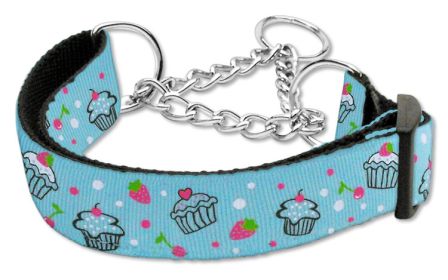 Cupcakes Nylon Ribbon Collar Martingale (Option: Medium Baby Blue)