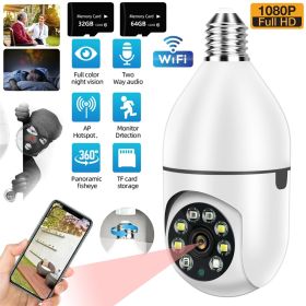 Light Bulb Socket Pet camera 360° 2.4G WiFi LED Security Spotlight (Color: camera with 32G card)