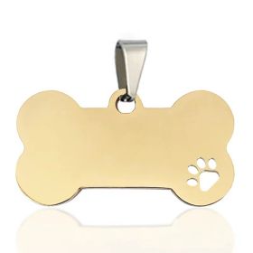 Stainless Steel Bone Shaped Pendant For Dog Collars (Color: golden, size: M)