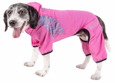 Pet Life Active 'Pawsterity' Performance Dog 4-Way Stretch Full Body Hoodie (Color: Pink, size: X-Small)