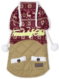 Touchdog Snowadayz Pom Pom Hooded Dog Sweater (size: Large - (JKTD8YRDLG))