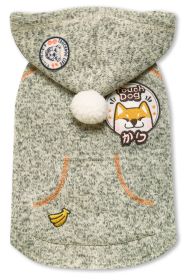 Touchdog Hippie Embellished Designer Sleeveless Pompom Hooded Dog Sweater (Color: Olive Green, size: X-Small)