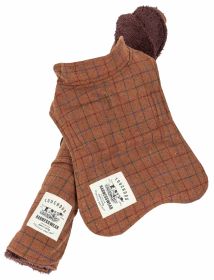 Touchdog 2-In-1 Windowpane Plaided Dog Jacket & Matching Reversible Dog Mat (Color: Brown, size: small)