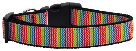 Zigzaggy Rainbow Nylon Dog Collar (Option: Sm)