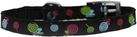 Lollipops Nylon Dog Collar (Option: with classic buckle 3/8" Black Size 12)