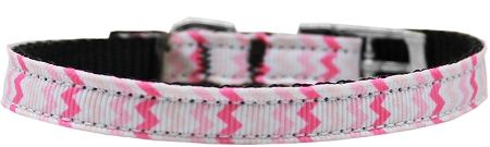 Sweet Chevrons Nylon Dog Collar (Option: with classic buckle 3/8" Size 14)