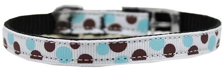 Confetti Dots Nylon Dog Collar (Option: with classic buckle 3/8" Baby Blue Size 12)