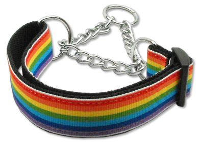 Rainbow Striped Nylon Collars Martingale (Option: Rainbow Stripes Large)